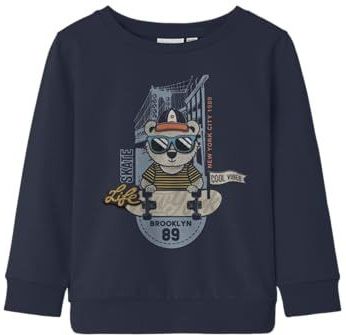 NAME IT - NMMLEN - Sweatshirt - Navy - Duifblauw - Lichtgrijs - Oranje