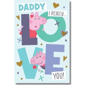 Peppa Pig Valentijnsdag kaart, papa, ik hou echt van je!, Papa Valentijnsdag kaart