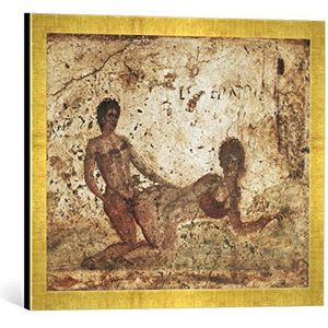 Ingelijste afbeelding van AKG Anonymous erotische scène/pompejan.muurschildering, kunstdruk in hoge kwaliteit handgemaakte fotolijst, 60x40 cm, Gold Raya