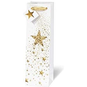 bsb Flessenzak cadeauzak cadeauzak papieren zak kerstmis""Glitter Star"" flesformaat