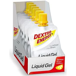Dextro Energy Liquid Gel - Lekkere vegan energiereep Alternatief voor je indoor of outdoor work-out - Lemon met cafeïne - 6 x 60 ml (pak met 6 stuks)