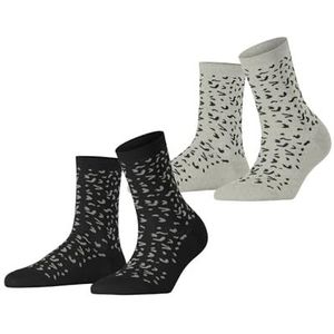 ESPRIT Dames Sokken Fun Pattern 2-Pack W SO Katoen Gedessineerd Multipack 2 Paar, Veelkleurig (Grey Black 0050), 39-42