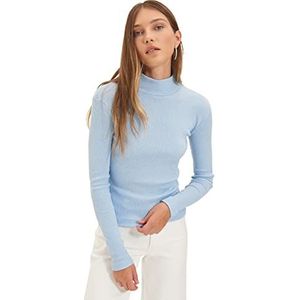 Trendyol Dames Blue Turtleneck Flyillate Gebreide Blouse, XS