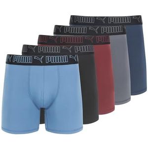 PUMA Men's 5 Pack Performance Boxer Briefs, Blue/Pink/Black