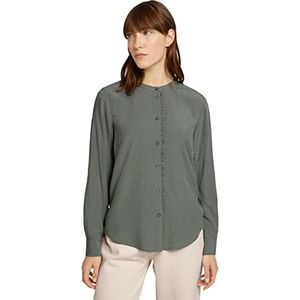 TOM TAILOR Dames Blouse met ruches 1028873, 15594 - Dusty Mid Olive, 40
