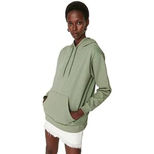 Trendyol Dames Regular Basic Capuchon Gebreide Sweatshirts, Munt, XXL