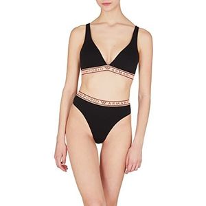 Emporio Armani Women's Iconic Logo Band BH Gevoerde BH voor dames, Zwart, L