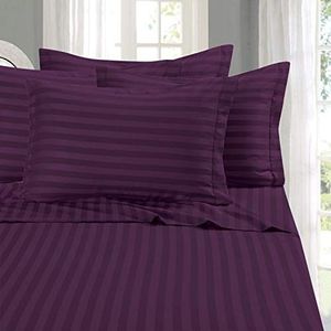 Elegant Comfort Best, Softest, Coziest 6-Piece Sheet Sets! - 1500 Thread Count Egyptian Quality Luxurious Wrinkle Resistant 6-Piece DAMASK STRIPE Bed Sheet Set, Queen White