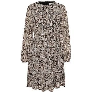 Part Two Damesjurk, knielang, lange mouwen, ronde hals, chiffon, Zwarte Leaf Print, 40