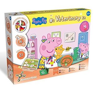 Science4you - Peppa Pig's eerste Veterinaire Kit voor Kinderen 4+ Jaar - 16 Wetenschappelijke Experimenten Inclusief Dierenartskostuum en Veterinaire Koffer, Imitatiespel voor Kinderen van 4-7 jaar
