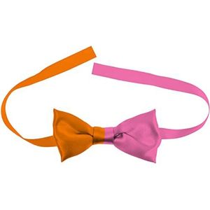 Folat 24869 vlinderdas Colorblock oranje/roze neon voor carnavalkleding accessoires dames en heren party carnaval kostuum