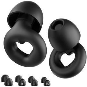 NEUTYPECHIC Slaap oordopjes van siliconen, herbruikbaar, voor slapen, concentreren, reizen, met 8 oordopjes in de maten XS/S/M/L (hartvormig zwart, medium)