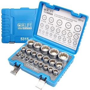 CCLIFE - Dopsleutelset - 21-delig - CrV-Staal - Mat Verchroomd