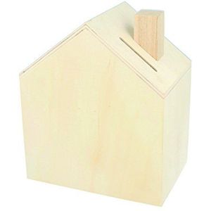 Artemio 14002221 Spaarpot voor het decoreren van huis hout 12 x 14,5 x 8 cm