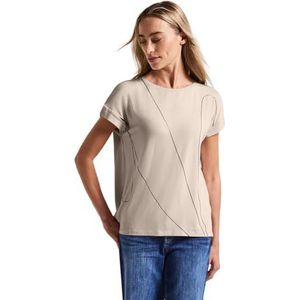 Street One - Dames Shirt - Beige - Fijne Lijntjes