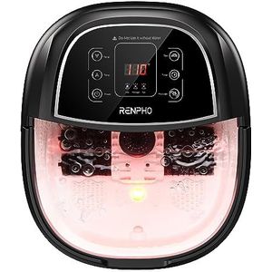 Foot Spa Massager, RENPHO voetenbad met snelle verwarming, automatische massage, krachtige bubbelstralen, gemotoriseerde Shiatsu massagerollen, pedicure voor vermoeide voeten, verstelbare timer en temperatuur, zwart