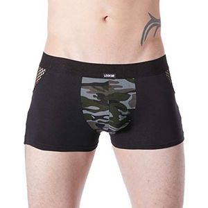 Look Me LM814-67blkl boxershort zwart sexy voor heren leger Déco camouflage zijkanten netstof net