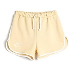 Koton Katoenen shorts voor meisjes met trekkoord aan de zijkant, detail, beige (057), 4-5 Jaar