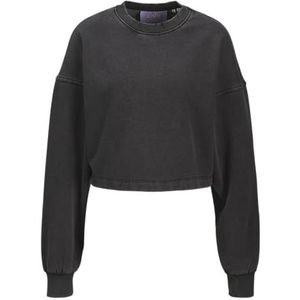 JACK & JONES Jxathena Wash Ls Cropped Crewneck SWT, zwart, M