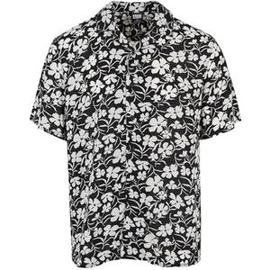Urban Classics Viscose AOP Resort shirt heren korte mouwen allover basics, streetwear, Whiteflower, M