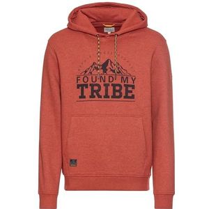 camel active Sweatshirt voor heren met capuchon van een katoenmix, rood, S