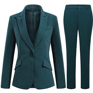 YYNUDA Broekpak voor dames, zakelijke outfit, slimfit blazer, elegant met kostuumbroek/rok voor lente, zomer, M