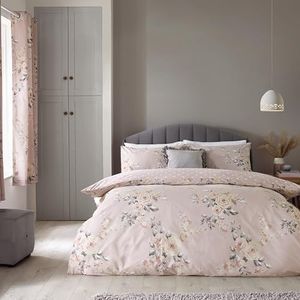 Catherine Lansfield Canterbury Bloemen Omkeerbare King Dekbedovertrek Set met Kussenslopen Blush Roze
