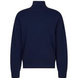 Seidensticker Studio Uniseks trui - oversized fit - lange mouwen - effen - rolkraag - linnenwol-kasjmier mix, blauw, XS