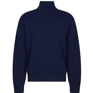 Seidensticker Studio Uniseks trui - oversized fit - lange mouwen - effen - rolkraag - linnenwol-kasjmier mix, blauw, XS