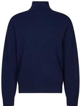 Seidensticker Studio Uniseks trui - oversized fit - lange mouwen - effen - rolkraag - linnenwol-kasjmier mix, blauw, XS