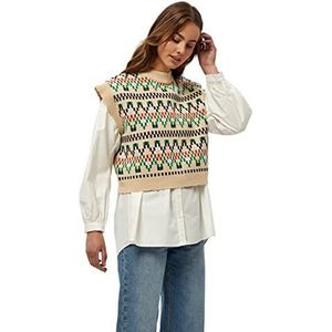 Minus Dames Oaklyn gebreid vest, warm zand patroon, S