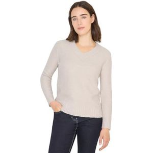 CECIL Bouclé V-hals pullover licht greige L