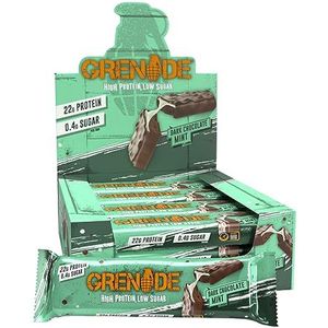 Eiwitrijke Grenade-reep met weinig suiker - Dark Chocolate Mint, 12 x 60 g