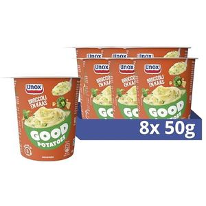 Unox Broccoli en Kaas Good Potatoes, een heerlijke snack op basis van aardappelpuree - 8 x 50 g - Voordeelverpakking