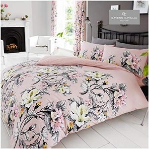 Gaveno Cavailia Luxe Eden Bed Set met Dekbedovertrek en kussensloop, Polyester-katoen, roze, dubbel