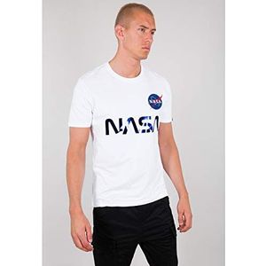 Alpha Industries NASA Reflecterend T Shirt voor Mannen White/Blue