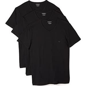Emporio Armani Heren 3-Pack Regular Fit V-hals Onderhemd, Zwart, XL