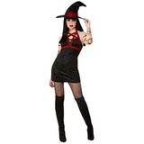 Fever Satanic Witch Costume, Black, Dress, Hat & Shoulder Harness, (M)