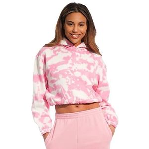 Lights & Shade LSLSWT030 Tie-Dye Cropped Hooded Top, Pastel Roze, X-Large