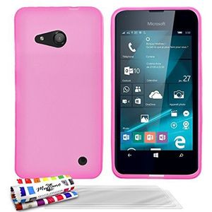 MUZZANO Original""Le Glossy"" Hybrid Flexible Shell Case voor Microsoft Lumia 550 met 3 Ultra-Screen Protectors - Roze