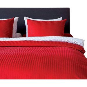 Heckett Lane Satijn Dekbedovertrek Uni Stripe 260x220 Aurora Red