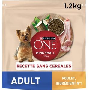 PURINA ONE Mini-volwassenen zonder granen, kip, 1,2 kg, 6 stuks