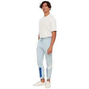 Trendyol Blue Male Regular Fit Tire TICE Paneled Tracksuit trainingsbroek voor heren, Blauw, M