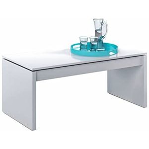 Verhoogde salontafel, Zenit-model, eetkamertafel, glanzend witte afwerking, afmetingen: 102 cm (breedte) x 43/54 cm (hoogte) x 50 cm (diepte)