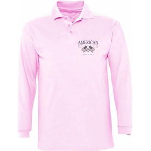 AMERICAN COLLEGE USA American College Poloshirt, lange mouwen, uniseks, kinderen, Roze, 6 Jaar