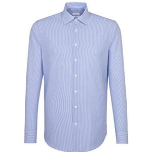 Seidensticker Business overhemd - slim fit - strijkvrij - Kent kraag - lange mouwen - 100% katoen, blauw (middenblauw 15)., 45