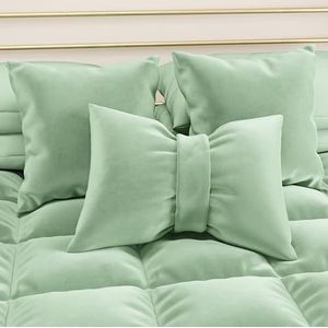 PETTI Artigiani Italiani - Sofakussen van fluweel met vulling, slaapkamer-kussenslopen, meubelkussen met verborgen ritssluiting, kussen met saliefluwelen strik, 1 stuks - 50 x 40 cm