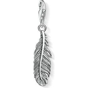 Thomas Sabo Unisex bedelhanger veer zwart 925 sterling zilver 1559-637-21, Sterling zilver, Geen edelsteen