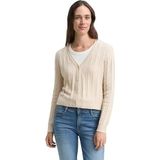 TOM TAILOR - Gebreid Vest - Sand - Knoopsluiting - V-hals