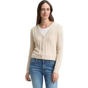 TOM TAILOR - Gebreid Vest - Sand - Knoopsluiting - V-hals